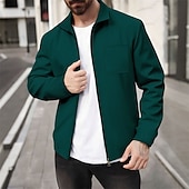abordables Vestes Décontractées-Homme Veste Légère Veste gaufrée Veste Décontractée Vacances Quotidien Respirant Avec Poches Printemps Automne Uni Mode Classique Revers Régulier Noir Blanche Vin Vert foncé Kaki Veste