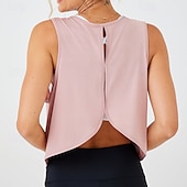 levne Jógové vrcholy-Dámské Trička na jógu Jóga tílka Cvičební topy Tričkový Yumuşak Prodyšné Otevřít Zpět Bez rukávů Sportovní Pevná barva Vrchní část oděvu Pro Tělocvična Běh Zdatnost Sportovní oděvy