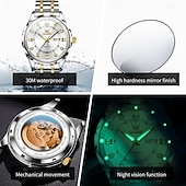 halpa Mekaaniset kellot-OLEVS 6727 Miesten Kello Alkuperäinen Ylellinen Automaattinen Mekaaninen Kello Vesitiivis Kalenteri Viikko Ruostumatonta Terästä Kello