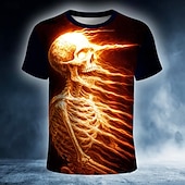 Χαμηλού Κόστους T-shirt Halloween-Halloween Ανδρικά Νεκροκεφαλές 3D Εκτύπωση 3D Μπλουζάκι Κοντομάνικο Κοντομάνικη μπλούζα 3D εκτύπωση Στρογγυλή Ψηλή Λαιμόκοψη Πουκάμισο Εξωγκωμένος Υψηλής Ποιότητας Φρίκης Πάρτι Δρόμος Αργίες