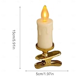 cheap Collectible Figurines-Clip-On Flameless Candle Lights LED Cone-Shaped Festival Clip Candle Flickering Clip-On Taper Candle Stick with Removable Clips for Holiday Home Garden and Wedding Parties
