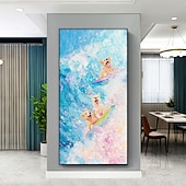 cheap Animal Paintings-Handmade Original Seascape Oil Painting On Canvas Wall Abstract Ocean Waves Painting for Home Decor With Stretched Frame/Without Inner Frame Painting