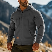 abordables Sudadera Táctica-Hombre Sudadera Sudadera con capucha y cremallera de un cuarto Sudadera con capucha de lana Sudadera táctica con capucha Negro Verde Ejército Burdeos Azul Marino Azul Piscina Con Capucha Plano
