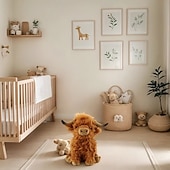 رخيصةأون التماثيل-لعبة محاكاة بقرة المرتفعات المحشوة الناعمة لعبة حيوانية واقعية بقرة المرتفعات كاواي هدية للأطفال للأولاد والبنات هدية عيد ميلاد