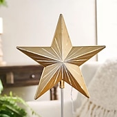 baratos Topo de Árvore-Topo de árvore de Natal estrelado, topo de árvore de gengibre, topo de árvore de resina de 5 pontas, estrela com temporizador automático, serve para todos os tamanhos de árvores, presente elegante para decoração de casa, feriado, mágica e festa