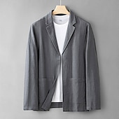 billiga Herrars klassiska kavajer-Herr Linne blazer Kavaj Företag Cocktailfest Bröllopsfest Mode Ledigt Vår Höst Linne- / bomullsblandning Slät Ficka Knappar Bekväm Enkelknäppt Blazer Marinblå Aprikos Grå