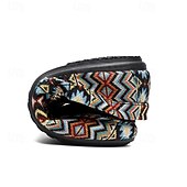 economico Mocassini casual-mocassini da uomo in jacquard multicolore con motivo a zigzag – scarpe casual slip-on alla moda per feste, vacanze e resort estivi