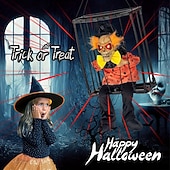 economico Halloween-Decorazione animata di Halloween, 1 pezzo di clown urlante attivato dal sensore di movimento in gabbia con occhi luminosi, spettrale oggetto di scena fantasma prigioniero per decorazioni da