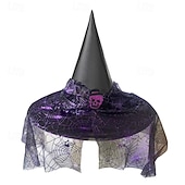 economico Costumi di Halloween per bambine-Bambini Ragazze Cappelli e berretti Dolce Feste Halloween cappello Patchwork Argento Nero