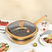 お買い得  調理器具-12インチのチタン合金ノンスティックポット、蓋付きチタンノンスティックフライパン、卵焼き、炒め物、煮込み、蒸し煮、その他の調理に