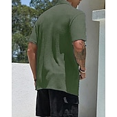 economico camicia da uomo con bottoni-Per uomo Camicia Camicia Estiva Camicia casual Camicia da Spiaggia Camicia con Bottoni Marrone Scuro Nero Bianco Verde chiaro Rosa Manica Corta Semplice Bavero Vacanza Camicia hawaiana Abbigliamento