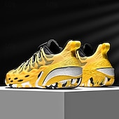 billiga Herrsneakers-herrsneakers i gult och svart mesh – andningsbara lätta sportskor för gym, träning och utomhussport