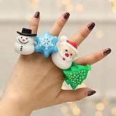 お買い得  衣装-クリスマスパーティー用フィンガーライトリング4個、点滅する漫画のソフトラバーグローリング（子供と大人用）、トナカイのLEDライトアップおもちゃリング（ダンスパーティーの記念品やホリデーギフト用）