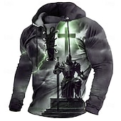economico Gotico &amp; Teschio-Per uomo Cavalieri Templari Felpa con Cappuccio Felpa Moda Cool Con Cappuccio Feste Celebrazioni religiose Abbigliamento casual alla moda Giallo Viola Coulisse Autunno Inverno progettista