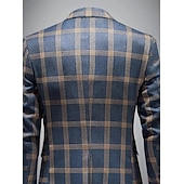 ieftine Costume casual-Bărbați Jachetă blazer Guler crestat Casual Plisat Blazer Albastru Prăfuit Fit adaptat Un singur rând, un nasture