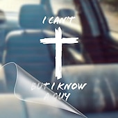 baratos Adesivos de Parede-5Pcs Adesivo de vinil de cruz cristã Jesus para carro adesivo de para-choque 'Eu não posso mas conheço um cara' adesivos decorativos de carro 'Jesus é Rei'