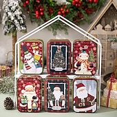 voordelige Verzamelbare Figuren-Kerstkoekjesblikken met deksels om cadeau te geven, kerstblikken, mini metalen doos met deksel, vakantie snoep, koekjesopslag, geschenkverpakking, feestelijke feestgunst, lege container