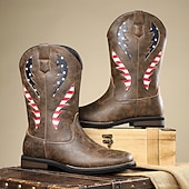 economico Stivali da cowboy e occidentali-Per uomo Stivali Stivali da Cowboy Retrò Camminata Vintage Casual All'aperto Quotidiano Pelle PU Camoscio Confortevole Antiscivolo Caldo Stivali a Metà Polpaccio Slip-on Nero Marrone Cachi Estate
