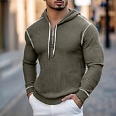 economico felpe con cappuccio da uomo di base-Per uomo Felpa con cappuccio Felpa con cappuccio a nido d&#039;ape Felpa con cappuccio e zip corta Nero Verde militare Marrone Grigio Con Cappuccio Semplice Patchwork Cerniera Blocco di colore Sport