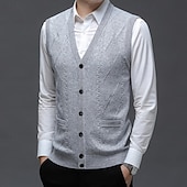 preiswerte Herren Strickjacke-Herren Pullover Kleid Pullover Strickjacke Strickpullover Gerippt Stricken Normale Oberteile Gestrickt Gerippt Einfach V Ausschnitt Mode Schals Geschäft Lässig Bekleidung Frühling Herbst Marineblau