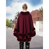 billige Pelssjal-Pelssjal Plus Size Curve Hold Varm Ermeløs Flaggermusermer Polyester Bryllup Wrap Med Ren Farge Til Spesiell Leilighet Høst vinter