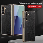 Недорогие Чехлы для Samsung-телефон Кейс для Назначение SSamsung Galaxy Z-образный сгиб 7 Z-сгиб 6 Z Fold 5 Z Fold 4 Кейс на заднюю панель Защита от удара Ретро ПК Кожа PU
