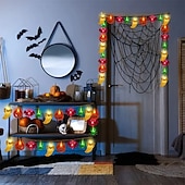 abordables Lumières d&#039;Halloween-Guirlande lumineuse LED Halloween araignée citrouille chauve-souris 1,5 m 10 LED alimentée par batterie fête d&#039;Halloween balcon jardin porche chambre décoration intérieure extérieure
