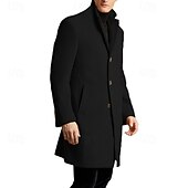 preiswerte Herren-Blazer &amp; -Anzüge-Herren Mantel Trenchcoat Langer Trenchcoat Urlaub Täglich Herbst Winter Polyester Winddicht Warm Oberbekleidung Bekleidung Mode Klassisch Einfach Tasche Revers Einreihig