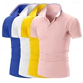 levne Pánské klasické polo-Pánské Golfová košile Polokošile Pique Obchod Ležérní Žebrovaný polo límec Krátký rukáv Módní Základní Pevná barva Knoflíky Vícebalení Léto Jaro &amp; podzim Celý rok Slim 1# 2# 3# 4# 5# 6# Golfová košile