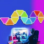 abordables Lumières Décoratives Intelligentes-Lampes triangulaires à LED, wi-fi, Bluetooth, USB, ambiance quantique, veilleuse pour chambre à coucher, décoration créative, appliques murales