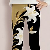 ieftine Desen animat 3D al fetei-Fete 3D Floral Pantaloni Leginși Primăvară Toamnă Drăguţ De Bază Copii 4-12 ani În aer liber Casual Zilnic Fit regulat