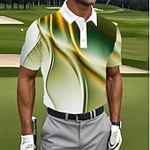olcso Férfi geometrikus póló-Férfi Geometriai Golf Póló Rövid ujjú Pólóingek Hajtóka Alkalmi Sportruházat Hétköznapi viselet 3D nyomtatás Gombok Nyár Medence Bíbor Lóhere