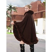 billige Pelssjal-Pelssjal Elegant Hold Varm Ermeløs Flaggermusermer Polyester Bryllup Wrap Med Ren Farge Til Spesiell Leilighet Høst vinter