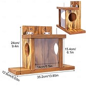 abordables Équipement de Camping-Mangeoire à écureuils, cantine à écureuils murale en bois robuste pour jardin, boîte d&#039;alimentation pour écureuils en rondins d&#039;extérieur résistante à l&#039;humidité pour jardin, arbre