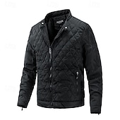 billiga Herrdunjackor och -parkas-Herr Vinterkappa Quiltad jacka Anorak Ficka Polyester Semester Dagliga kläder Datum Normal Mode Ledigt Bekväm Håller värmen Vinter Enfärgad / vanlig färg Svart Kaki Armégrön Mörkblå Pufferjacka