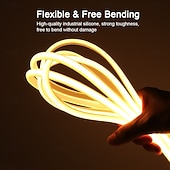 זול חוט נורות לד-רצועת לד COB 220V 1 מטר, 2 מטר, 5 מטר, 288 נוריות/מטר, מנורה גמישה עמידה למים, 3000k, 4000k, 6000k, איכות גבוהה, עיצוב פנים וחיצוני