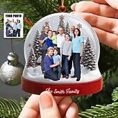 billige jul-Personlig familiebilde julepynt akryl 2D tilpasset julegaveide for familie/par juletrepynt dekorasjon hengende anheng