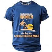 levne Vtipná trička pro muže-Vtipné ironické sarkastické pánské grafické tričko | Německý vtip &#039;Pocházím z ironie&#039; Tropical Design Tee