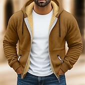 abordables Sudadera con capucha de vellón-Hombre Sudadera Sudadera con capucha y cremallera completa Sudadera con capucha de lana Sudadera con capucha forrada de polar Rojo tinto Negro Blanco Verde Ejército Azul Marino Con Capucha Plano