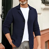 preiswerte Herren Strickjacke-Herren Strickjacke Kurzer Pullover Strickpullover Gerippt Kurz gestrickt Stricken Normale Oberteile Tasche Einfarbig Hemdkragen Mode Klassisch Urlaub Alltagskleidung Bekleidung Herbst Winter Schwarz