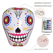 levne Halloween venku-1 ks 1,4 m * 1,25 m halloween barevná lebka rgb se světlem vodotěsný PVC nafukovací vzduchový model vnitřní a venkovní nádvoří zahrada trávník párty festival atmosféra dekorativní světlo aaa baterie box