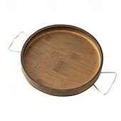 baratos Materiais de Construção-Mesa de apoio para sofá de bambu art déco, mesa lateral dobrável portátil com encaixe, estrutura de metal, sem necessidade de eletricidade, prateleira de bebidas de bambu marrom para sofá e mesas de