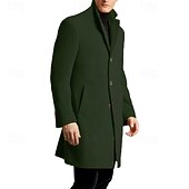 preiswerte Herren-Blazer &amp; -Anzüge-Herren Mantel Trenchcoat Langer Trenchcoat Urlaub Täglich Herbst Winter Polyester Winddicht Warm Oberbekleidung Bekleidung Mode Klassisch Einfach Tasche Revers Einreihig