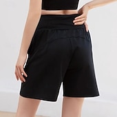abordables Pantalones cortos de yoga y ciclistas-Mujer Ropa deportiva para hacer ejercicio Pantalones cortos deportivos Bolsillo con cremallera Alta cintura Gimnasio Corriendo Yoga Prendas de abajo Color sólido Negro Morado Deportes Ropa de Deporte