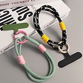 abordables Correas para el teléfono y muñequeras-Cuerda de mano simple de dos hilos de moda, cuerda de muñeca corta simple, cuerda colgante de doble capa, firme y resistente, antirroturas y anticaídas, cuerda para colgar teléfonos móviles.