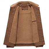 billige Faux suede jakker-Herre Imitert semsket jakke Vindtett jakke Brun semsket jakke Avslappet Fritid / hverdag Vindtett jakke Lomme Fleece krage Vinter Vår &amp; Vinter Helfarge Årgang Mote Skjortekrage Normal Svart Brun Grå