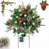 abordables Couronnes, Guirlandes &amp; Décorations-urne de remplissage pour sapin de Noël artificiel pré-éclairé, 8 modes &amp;Piquets d&#039;arbre de Noël alimentés par batterie et minuterie adaptés aux allées, patios, jardins, fêtes d&#039;anniversaire,