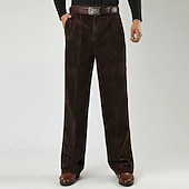 preiswerte Schlank-Herren Anzughose Cordhose Hose Chinos Tasche Knöpfe Einfach Komfort Formell Party Arbeit Mode Klassicher Stil Schwarz Marineblau Mikroelastisch