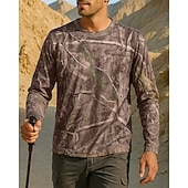 economico Cime-Per uomo Camicia da esterno Camicia da escursionismo Manica Lunga Girocollo Maglietta Top Esterno Asciugatura Rapida Leggero Elastico Traspirante Spandex Patchwork Marrone Caccia Pesca Arrampicata