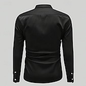 preiswerte Satinhemden für Herren-Herren Hemd Seidenartig Satinhemd Kleidhemd Freizeithemd Abschlussballhemd Einfach Formell Hochzeit Schwarz Weiß Rote Königliches Blau Langarm Revers Frühling &amp; Herbst Ganzjahres Bekleidung Rein